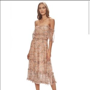Anthropologie Love the Label Boho‎ Milkmaid Floral Midi Dress Sz S Cottagecore
